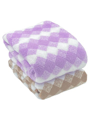 Patpug Coral Microfiber Ultrasoft Comfortable Highly Absorbent Quick Drying Large Bath Towel 700 Gsm (Diamond Purple & Brown)- Pack Of 2