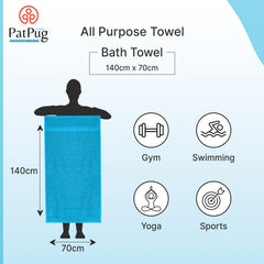 PatPug 100% Indian Ultra Soft Cotton 380 Gsm | Highly Absorbent, Fade Resistant Large Bath Towel (Teal & Sweet Pink)