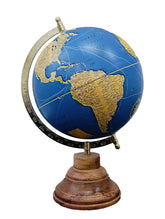Rotating World Globe 8 Inch With Gold Arc And Wooden Stand For Show Pieces For Home Decor, Office Decor, Study Table Decor, Birthday, Party Gifts For Students, Blue, Pack Of 1