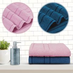 Sassoon Melrose 100% Cotton Hand Towel 400 Gsm | Highly Absorbent, Soft Material Perfect For Daily Use (Teal & Pink) -2 Piece