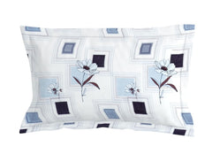 1 Single Bedsheet With 1 Pillow Cover - 60 X 90 Inches, White & Blue | All Around Elastic Fitted Bedsheets | Hand Wash Or Machine Wash Warm