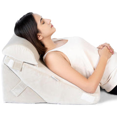 Adjustable Wedge Pillow, Memory Foam Pillow For Head, Back Support, Cream - 22 X 22 X 12 Inch | Wedge Cushion, Acid Reflux, Snoring, Gerd, Leg Elevation, Pregnancy | Comfortable Pillow