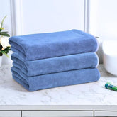 Black Gold The Finer Touch Microfiber Bath Towels 1500 Gsm | Super Absorbent, Lightweight, Ultra-Soft, Fade Resistant (Sky Blue) - Pack Of 3