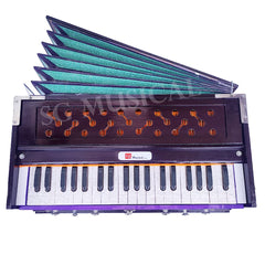 Musical Instrument Harmonium - 7 Stopper (5 Stops 2 Drones), Churidar Bellow, Total 39 Keys, Two Reeds (Bass+ Male), 3 1/4 Octave | Two Side Carry Handles, Jaali Frame On Keys