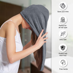 Sassoon Venir Microfiber Hair Wrap Towel 450 Gsm | For Women With Smooth Texture Super Absorbent Quick Dry Hair Turban (Stormdust)