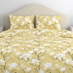 Pure Cotton Queen Size Bedsheet With 2 Matching Pillow Covers - 100 X 90 Inches, Light Yellow | Easy Care & Long-Lasting Fabric