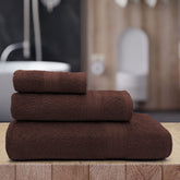 Sassoon Anatolia Bath + Hand & Face Towel 900 Gsm (Cocoa) - Pack Of 3