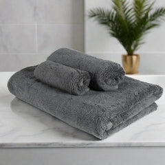 Heelium Bamboo Towel 1 Bath + 1 Hand & 1 Face Towel 900 Gsm | Soft, High Absorbency & Antibacterial Towels (Grey) - Pack Of 3