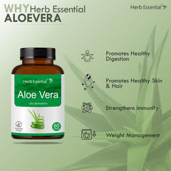 Herb Essential Aloevera Tablet, 500mg, Rejuvenate Skin & Hair, Made With 100% Pure Herb Extracts | 60 Tablets, 100gm 0.2lbs