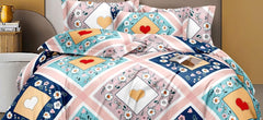 Bedsheet For Queen Size With 2 Pillow Covers - 60 X 78 Inches, Multicolor | Soft & Skin-Friendly Fabric | All Around Elastic Fitted Bedsheet