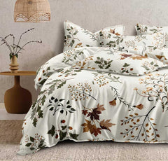 Double Bedsheet For King Size With 2 Matching Pillow Covers - 108 X 108 Inches, White | Glace Cotton Printed Bedsheet Lightweight, Soft & Smooth - Ideal For Home, Guest House