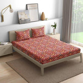 1 Double Bedsheet With 2 Matching Pillow Covers 72 X 48 Inches, Brown | 200 Thread Count Durable & Long Lasting | All Around Elastic Fitted Sheet