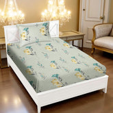 Printed Bedsheet For Single Bed With 1 Pillow Cover - 60 X 90 Inches, Yellow & Green | Super Soft - Glace Cotton Breathable & Wrinkle Free - 2 Pcs Set