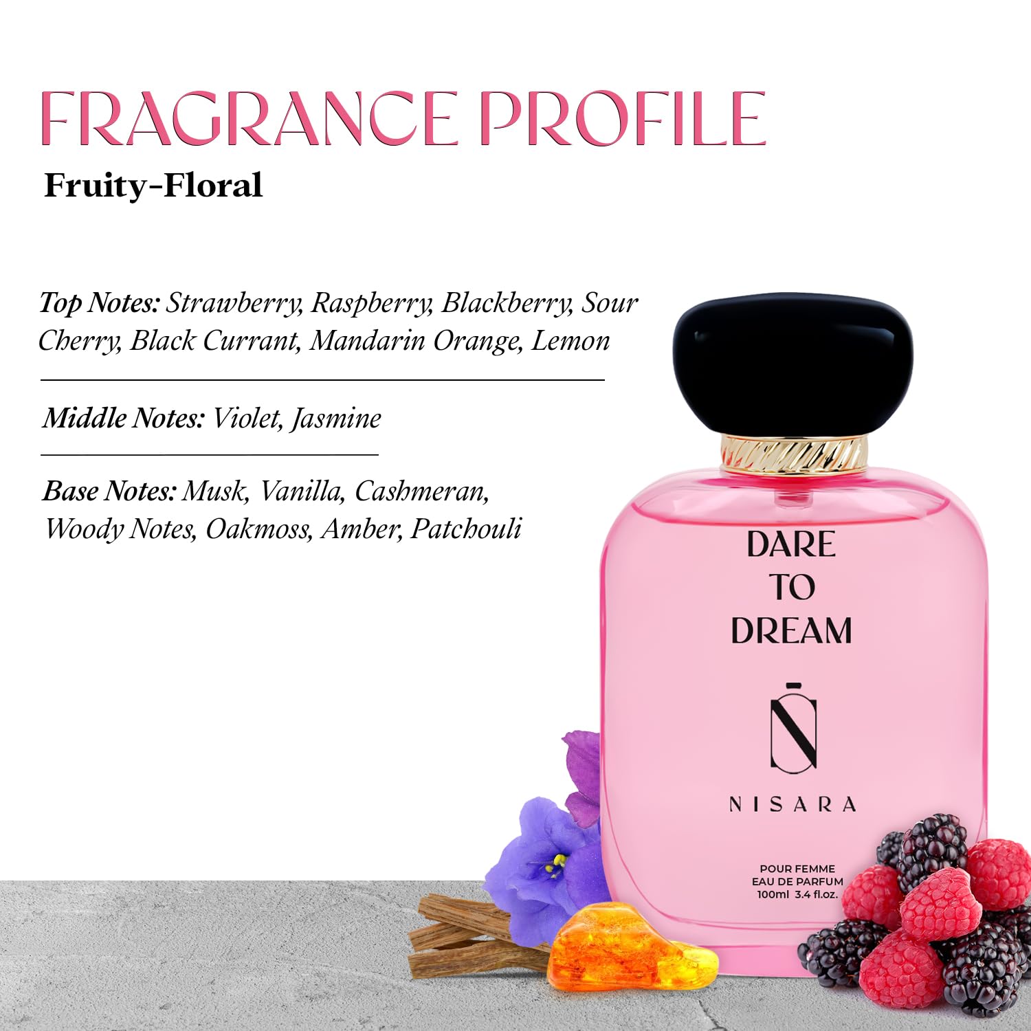Nisara Dare To Dream Woody Fragrance Eau De Parfum For Women 100ml 3.4 Fl.oz. | Long Lasting Nisara Dare To Dream Woody Fragrance Eau De Parfum For Women 100ml 3.4 Fl.oz. | Long Lasting