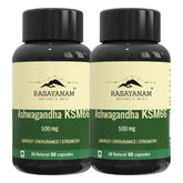 Rasayanam Ashwagandha Ksm-66 500mg Extra Strength Natural Formulation Support Strength & Energy Withania Somnifera Extract | 60 Veg Capsules 100gm 0.2lbs Each Pack Of 2