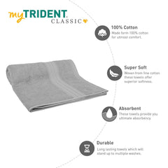 Mytrident Cotton Bath Towel 900 Gsm | For Men & Women Classic Towel 100% Cotton Bath Towel (Real Steel)