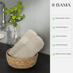 Bama 100% Cotton Hand Towel 500 Gsm | Soft & Absorbent Hand Towels For Bathroom, Kitchen, Gym (Light Brown) - Set Of 2
