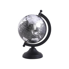 World Globe With Sturdy Metal Stand (Not Plastic) Desktop Globe For Home, Desk Table Office Decor - Book Shelf Decor Globe, 5 Inch, Metallic Black, Pack Of 1