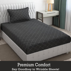 Soft Microfiber Single Bedsheet With 1 Pillow Covers - 60 X 90 Inches, Grey | Wrinkle Free Design & Easy To Wash | Refreshing Your Bedroom Look