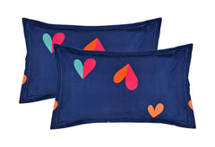 Elastic Fitted Bedsheet For Double Bed With 2 Pillow Cover - 60 X 78 Inches, Dark Blue | Super Soft Brushed Durable Fabric