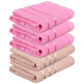Kuber Industries Face Towel 1000 Gsm | Towels For Daily Use Workout Hand Towel | Lining Design | Pack Of 5 (Brown & Pink)