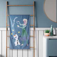Spaces Kids Cotton Bath Towel Soft Pink 380 Gsm | Quick Dry & High Absorbency (Disney Frozen - Dark Teal)