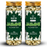 Blue Tea Caffeine Free Jasmine Flower Herbal Tea - Pack Of 2 X 30gm Reusable Pet Jar, 1.05 Ounce Each, 60+ Cups | Flower Based, Non-Bitter, Non GMO - For Slimming Body & Stress Relief
