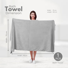 Black Gold The Finer Touch Premium Microfiber Bath Towel 1800 Gsm | Ultra Soft & Absorbent Quick Dry Towel Lightweight Microfiber Bath Towel (Grey) - Pack Of 4