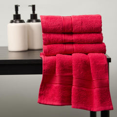 Kopa By Bianca Hand & Gym Towel 800 Gsm | 100% Cotton Soft Terry D'Ross Collection (Red)- 4 Piece