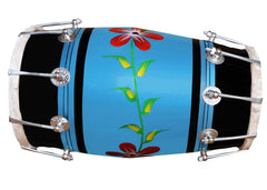 Wooden Musical Dholak Instrument Drum Nuts & Bolt With Full Tool Kit - Blue | Perfectly Symmetric Round Dholak - Dholak For Festival, Wedding, Satsang | Very Easy To Tune
