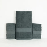 Rangoli 100% Cotton Fibre 1 Bath & 2 Hand Towel 900 Gsm | Highly Durable & Super Absorbent Towel | Skin-Friendly & Quick Drying Luxury Towels (Grey) - Pack Of 3