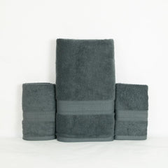 Rangoli 100% Cotton Fibre 1 Bath & 2 Hand Towel 900 Gsm | Highly Durable & Super Absorbent Towel | Skin-Friendly & Quick Drying Luxury Towels (Grey) - Pack Of 3