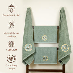 Akiko Home Prima Dream 100% Cotton 2 Bath & 2 Hand Towel 1400 Gsm | Soft, Absorbent & Durable, Cotton Bath & Hand Towel | Pack Of 4 (Green)