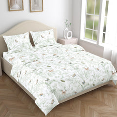 King Size Pure Cotton Bedsheet With 2 Pillow Covers | 108 X 108 Inches, Green & White | Perfect For Gifting On Weddings, Housewarmings, Or Anniversaries