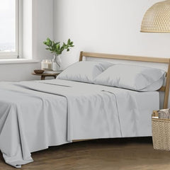 Plain Queen Size Double Bedsheet With 2 Pillow Covers (86 X 104 Inch, Silver Grey) | Breathable & Skin-Friendly | Ideal For Hotel, Guest House, Bedroom