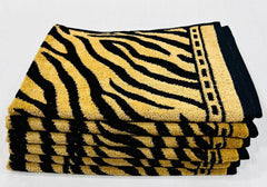 Bombay Dyeing Velour Tiger Printed 100% Cotton Super Soft Hand Towels 900 Gsm (Beige) - 6 Pcs