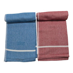 Ambika Stores & Readymades Large Size Kerala Traditional Cotton Bath Towel/Thorthu 700 Gsm | Light Weight Kerala Thorth & Stitched Towels (Rosy Brown & Blue) - 2 Pcs