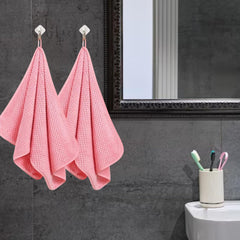 Linear Microfiber Hand Towel 240 Gsm | Highly Absorbent Hand Towels For Bathroom Soft Hand Microfiber Towel For Men & Women (Pink)- Pack Of 2