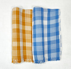 Bombay Dyeing Rimzim 100% Cotton Printed Soft & Slick Quick Drying Bath Towels 500 Gsm (Orange & Blue) - 2 Pcs