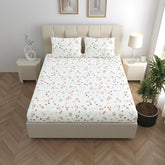 Bedsheet For King Bed Size Bedding With Pillow Cover For Bedroom - 108 X 108 Inches, Crimson & White | Ideal For Hotel, House, Guest House