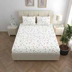Bedsheet For King Bed Size Bedding With Pillow Cover For Bedroom - 108 X 108 Inches, Crimson & White | Ideal For Hotel, House, Guest House