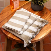 Debaans Bamboo 1 Bath & 2 Hand Towels 800 Gsm | 100% Bamboo, Quick Dry, Lightweight Towels (Olive Stripes)- Set Of 3