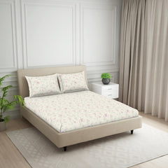 Double Bedsheet For Queen Size 2 Matching Pillow Cover - 88 X 100 Inches, Beige | Durable & Long Lasting Wrinkle Resistant Fabric - Skin Safe & Super Soft
