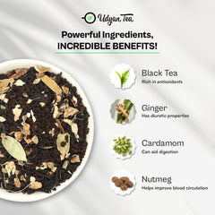 Udyan Tea Calcutta Street Chai - 250gm, 8.8 Ounce | Made With Ginger, Cardamom, Nutmeg - Helps In Digestion & Reduces Stress | Preservative-Free, No Added Sugar, High Caffeine