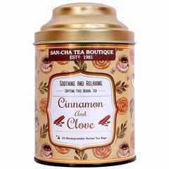 San-Cha Cinnamon & Clove Herbal Tea - 25 Biodegradable Pyramid Tea Bags | Soothing & Relaxing - Caffeine Free, Environment Friendly