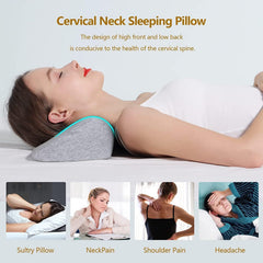 Memory Foam Neck Roll Pillow For Stiff Neck Pain Relief, Grey - 18 X 7.5 X 5 Inch | Cervical Neck Pillow For Sleeping, Neck Support Pillow | Bolster Pillow For Bed Side Sleepers