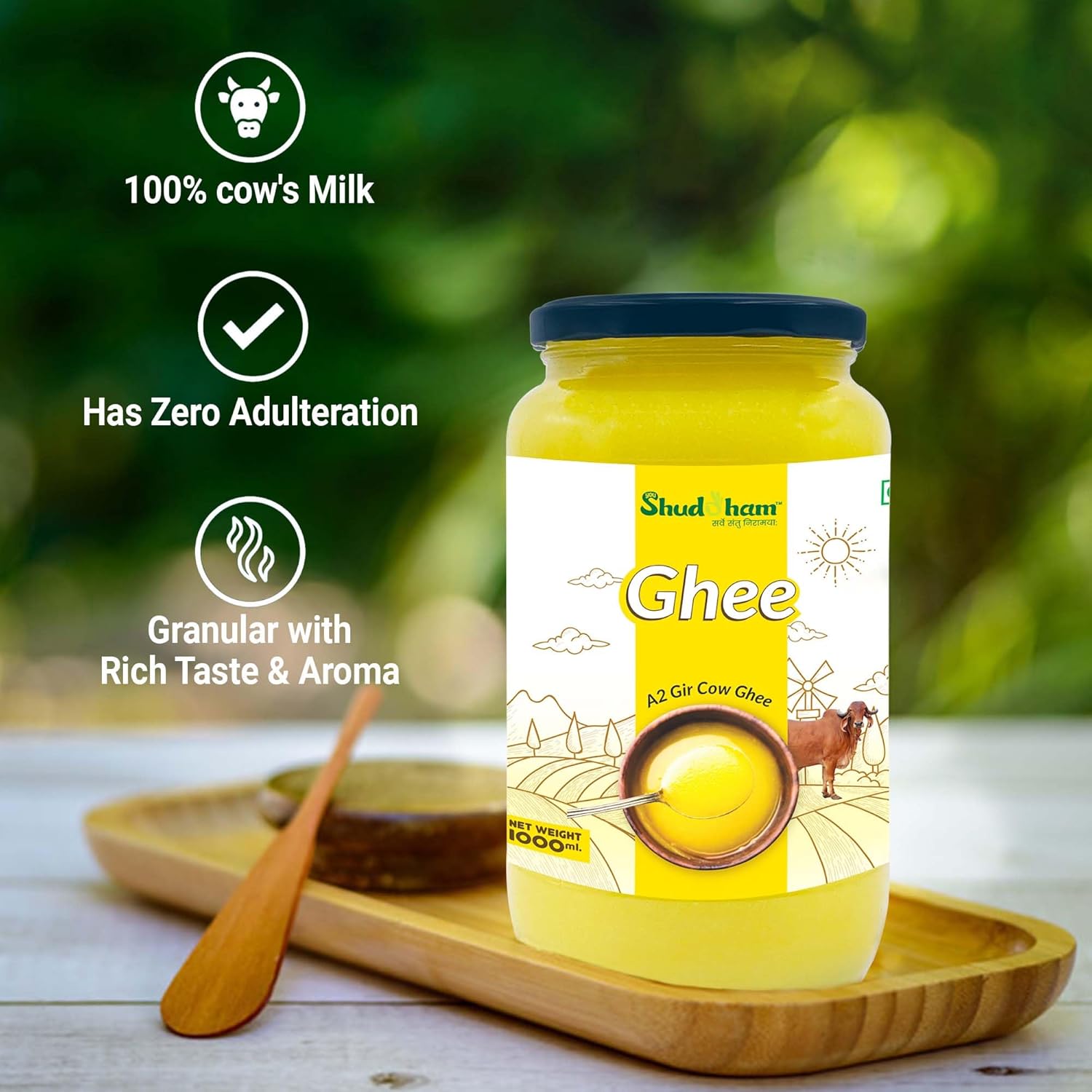 Pure Organic Gir Cow Ghee By Youshuddham | Traditional Bilona Method Desi Ghee For Overall Health | (1 Litre) 33.8 Ounce | Jar Pack Pure Organic Gir Cow Ghee By Youshuddham | Traditional Bilona Method Desi Ghee For Overall Health | (1 Litre) 33.8 Ounce | Jar Pack