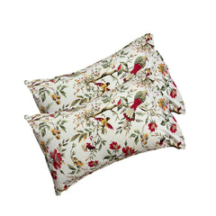 Hand Printed Cotton Bedsheet For King Size With 2 Pillow Covers | 90 X 108 Inches, White & Red | Ultra-Soft & Skin-Safe | Breathable Summer Comfort