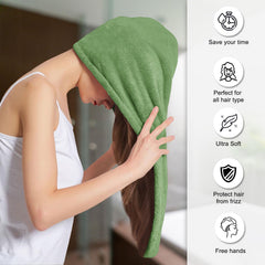 Sassoon Venir Microfiber Hair Wrap Towel 450 Gsm | For Women With Smooth Texture Super Absorbent Quick Dry Hair Turban (Green)