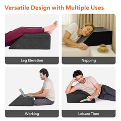 Leg Elevator Pillow, For Pain Relief, Dark Grey, Size - 24 X 18 X 6 Inch | For Leg, Hip & Knee Pain Relief | For Leg Surgery, Varicose Veins, Fracture, Phlebitis, Surgical Recovery
